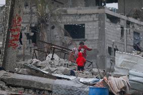 Rubble and debris cover the streets Jabalia - Gaza Strip