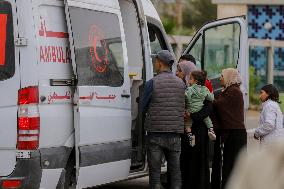Gazan patients await to travel through the Rafah border crossing