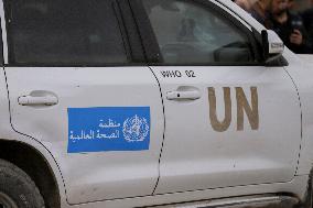 Gazan patients await to travel through the Rafah border crossing