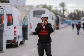 Gazan patients await to travel through the Rafah border crossing