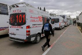 Gazan patients await to travel through the Rafah border crossing