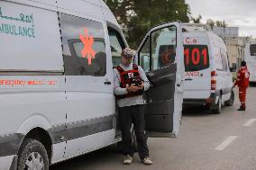 Gazan patients await to travel through the Rafah border crossing