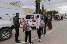 Gazan patients await to travel through the Rafah border crossing
