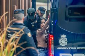 A Femen Activist Arrested At The Patriots Summit - Madrid