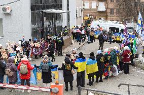 Rally outside Red Cross headquarters in Kyiv