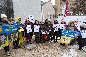 Rally outside Red Cross headquarters in Kyiv