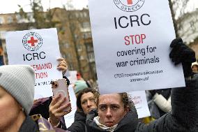 Rally outside Red Cross headquarters in Kyiv