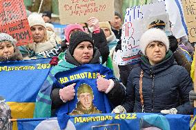 Rally outside Red Cross headquarters in Kyiv
