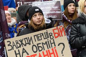 Rally outside Red Cross headquarters in Kyiv