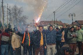 BJP Celebrates After Leading In Delhi's Legislative Assembly Elections