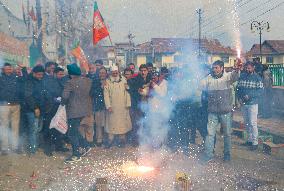 BJP Celebrates After Leading In Delhi's Legislative Assembly Elections