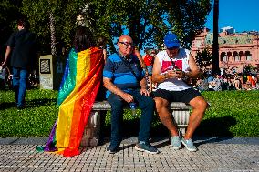 Mobilization And Protest By The LGBTQ+ Community Against The Statements Made By President Javier Milei At The Davos Economic For