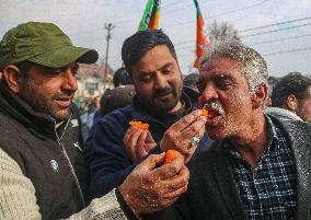 BJP Celebrates After Leading In Delhi's Legislative Assembly Elections