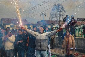 BJP Celebrates After Leading In Delhi's Legislative Assembly Elections