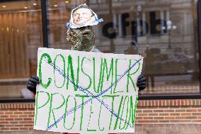 Workers Protest At CFPB Headquarters In Washington DC