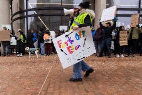 Workers Protest At CFPB Headquarters In Washington DC