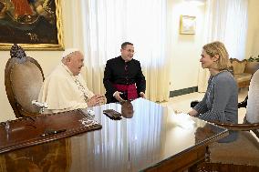 Pope Francis During Private Audience With Kaja Kallas - Vatican