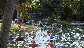 People Seek Health Benefits At Warm Mineral Springs Park  In Florida