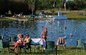 People Seek Health Benefits At Warm Mineral Springs Park  In Florida