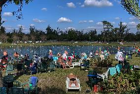 People Seek Health Benefits At Warm Mineral Springs Park  In Florida