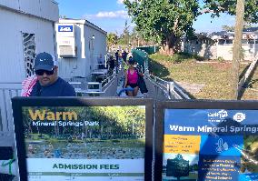 People Seek Health Benefits At Warm Mineral Springs Park  In Florida