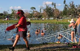 People Seek Health Benefits At Warm Mineral Springs Park  In Florida