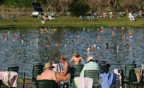 People Seek Health Benefits At Warm Mineral Springs Park  In Florida