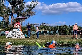 People Seek Health Benefits At Warm Mineral Springs Park  In Florida