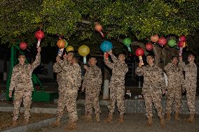 Armed Police Officers Celebrate The Lantern Festival