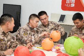 Armed Police Officers Celebrate The Lantern Festival