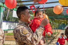 Armed Police Officers Celebrate The Lantern Festival
