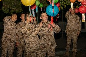 Armed Police Officers Celebrate The Lantern Festival