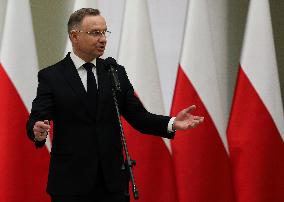 President Of Poland Andrzej Duda In Krakow