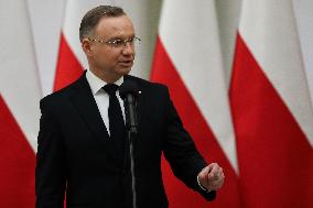 President Of Poland Andrzej Duda In Krakow