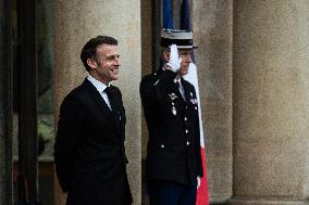 Macron Receives Greek PM Kyriakos Mitsotakis At Elysee Palace