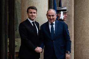 Macron Receives Armenian PM Nikol Pachinian At Elysee Palace