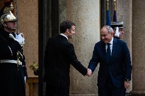 Macron Receives Armenian PM Nikol Pachinian At Elysee Palace