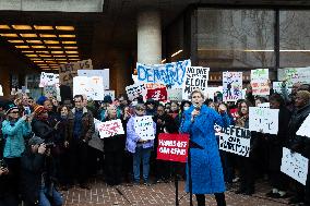 Protest against Musk’s closure of the Consumer Financial Protection Bureau