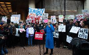Protest against Musk’s closure of the Consumer Financial Protection Bureau