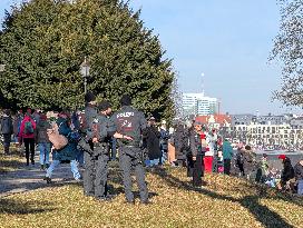 Police Officers At A Demonstration In Munich