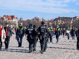 Police Officers At A Demonstration In Munich