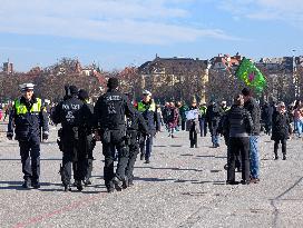 Police Officers At A Demonstration In Munich