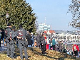 Police Officers At A Demonstration In Munich