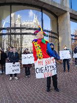 Protesters Gathers At The Consumer Financial Protection Bureau Headquarters To Protest Against Elon Musk And President Donald Tr