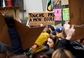 Education Unions Rally Against Job-Cuts And Class Closure - Paris