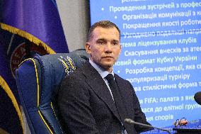 Press conference of Ukrainian Association of Football President Andriy Shevchenko in Kyiv