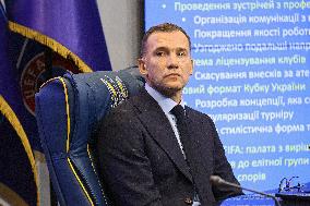 Press conference of Ukrainian Association of Football President Andriy Shevchenko in Kyiv