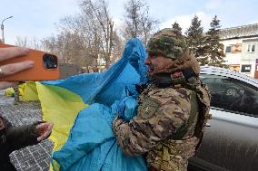 50-metre Ukrainian flag evacuated from front-line Pokrovsk