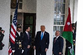 President Donald J Trump Greets The King Of Jordan And The Crown Prince Of Jordan