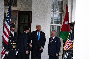 President Donald J Trump Greets The King Of Jordan And The Crown Prince Of Jordan